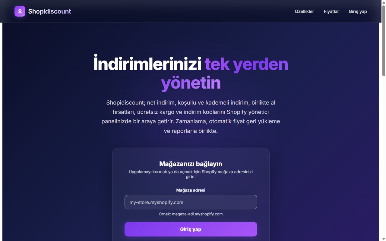 Shopidiscount landing page