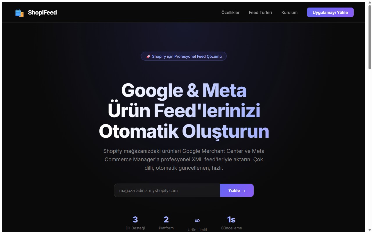 ShopiFeed landing page